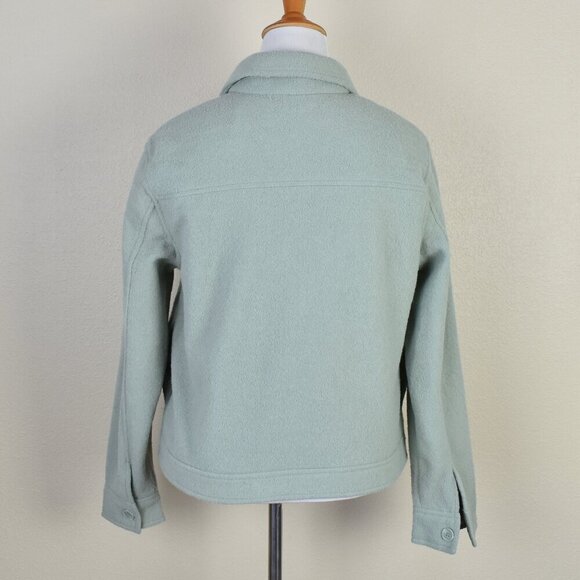 Joie Sage Green Fleece Fuzzy Shacket Button Front Jacket - L - Picture 6 of 12